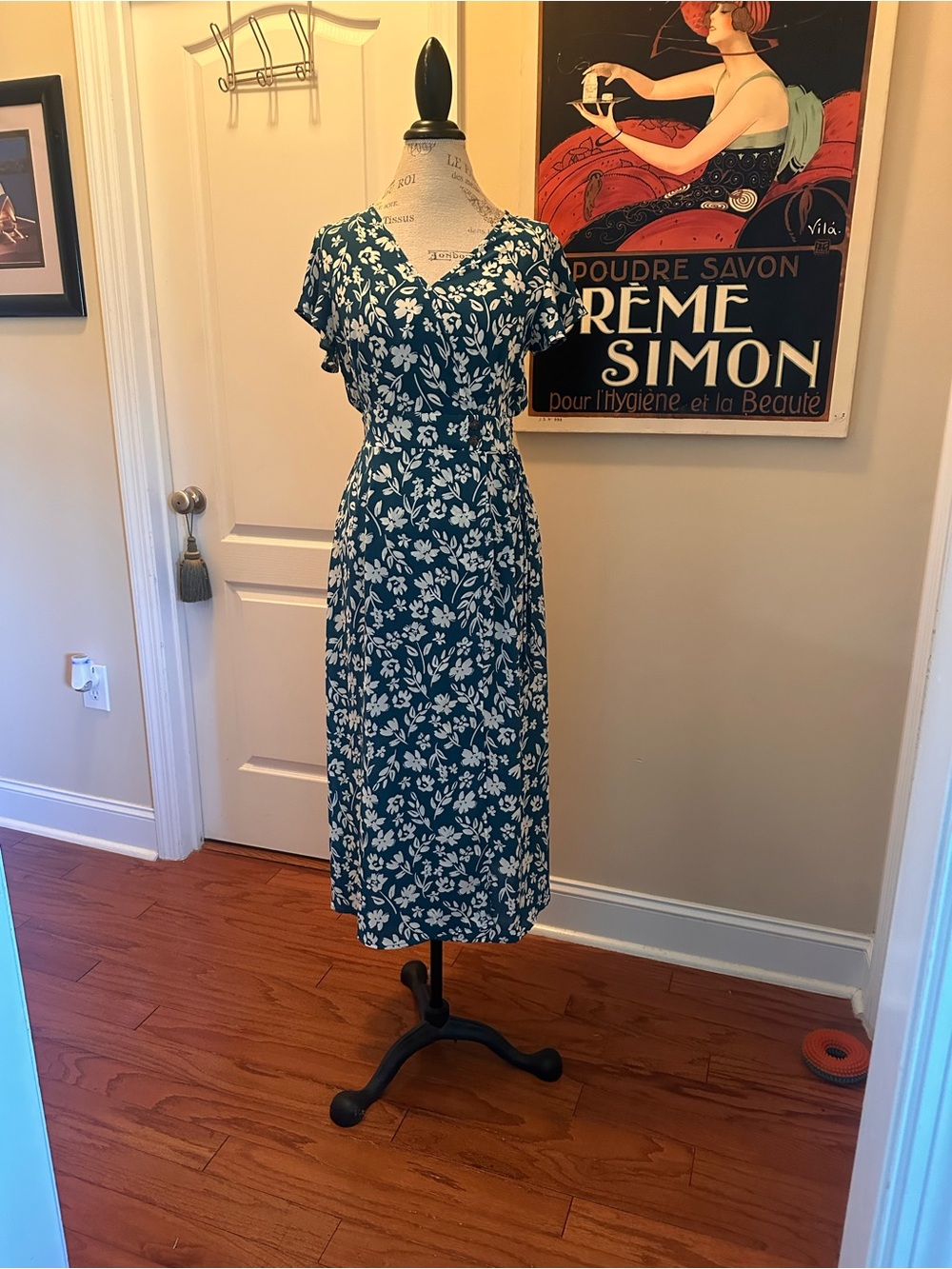 Sienna Sky Teal Floral V-Neck Midi Dress